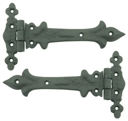 Black Wrought Iron Door Strap Hinge Rust Resistant Flush Mount Pack of 2 Hinges