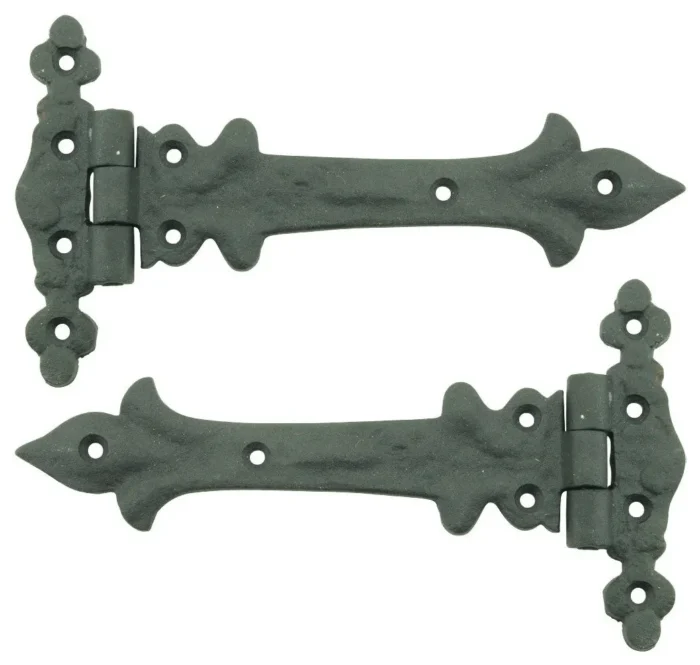 Black Wrought Iron Door Strap Hinge Rust Resistant Flush Mount Pack of 2 Hinges - Image 1