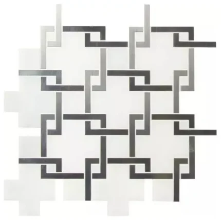 Blanco Lynx Polished Marble Mosaic, (4x4 or 6x6) Max Order One Sample