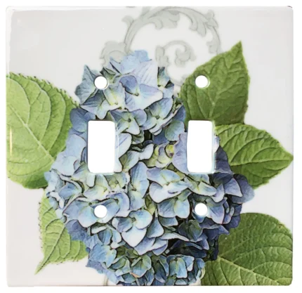 Blue Hydrangea Double Ceramic Switchplate