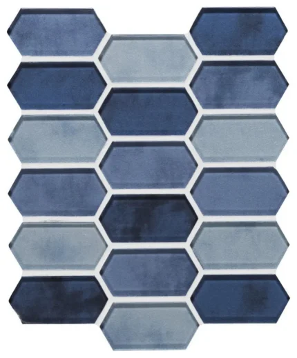 Boathouse Blue Glass Picket Mosaic, (4x4 or 6x6) Sample