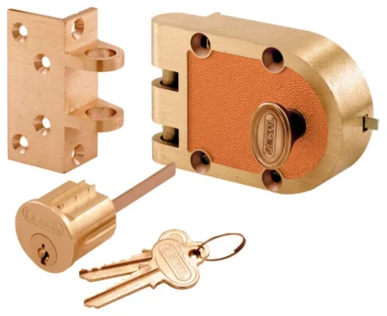 Bronze Deadlock, 666A, Single Cylinder, Angle Strike, Brass