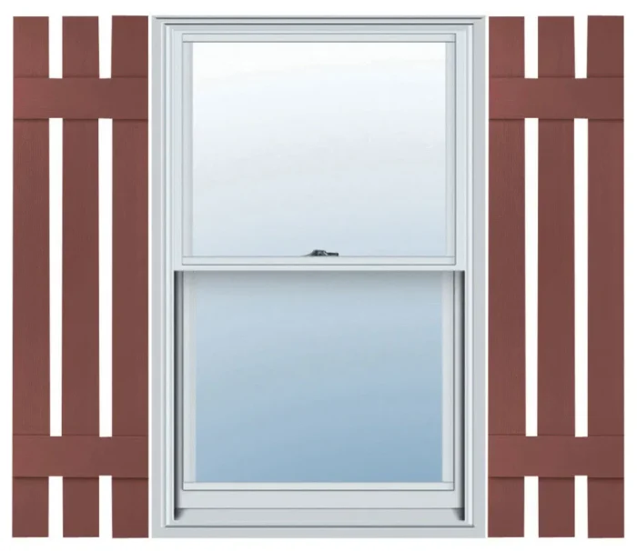 Builders Edge, Custom, Three Board Spaced, BnB Shutters, Burgundy Red - Image 1