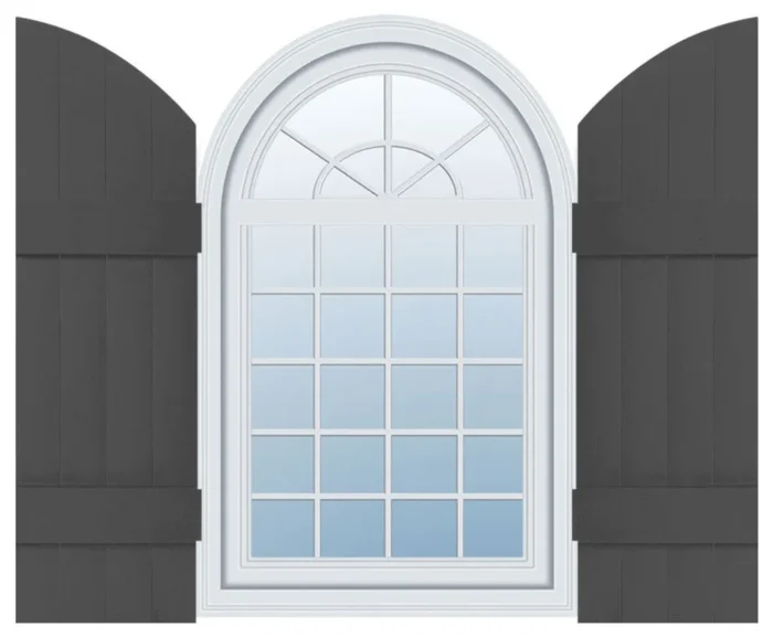 Builders Edge, Four Board Joined With Archtop, BnB Shutters, Tuxedo Gray - Image 1