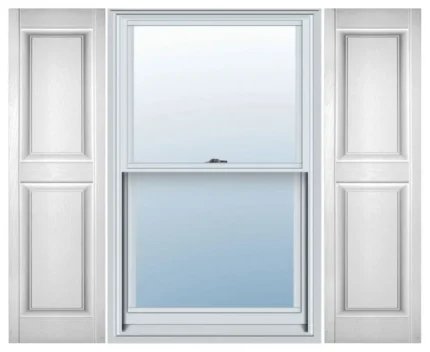 Builders Edge, Standard Two Equal Panels, Raised Panel Shutters, Bright White