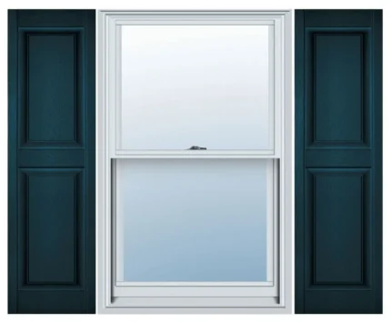 Builders Edge, Standard Two Equal Panels, Raised Panel Shutters, Midnight Blue