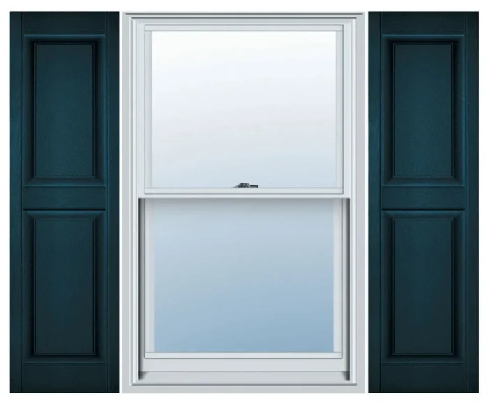 Builders Edge, Standard Two Equal Panels, Raised Panel Shutters, Midnight Blue - Image 1