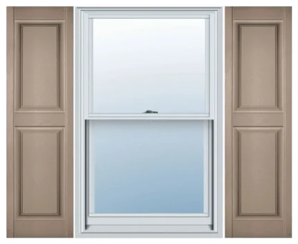 Builders Edge, Standard Two Equal Panels, Raised Panel Shutters, Wicker