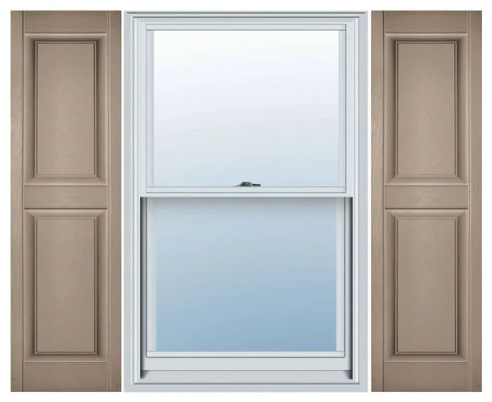 Builders Edge, Standard Two Equal Panels, Raised Panel Shutters, Wicker - Image 1