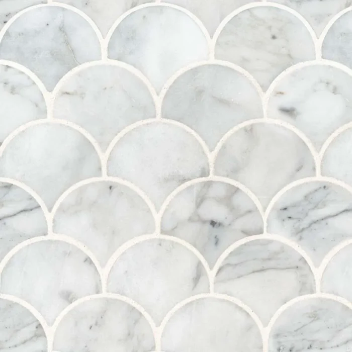 Calacatta Blanco Scallop Pattern Polished Backsplash Wall Tile, Sample - Image 1