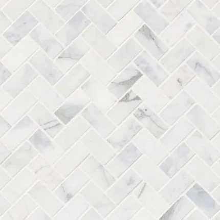 Calacatta Cressa Herringbone Pattern Honed Mosaic, Sample