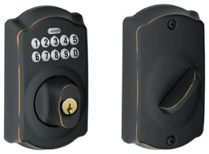 Camelot Electronic Keypad Deadbolt, Latch and Strike, Aged Bronze
