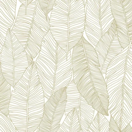 Canales White Gold Inked Leaves Wallpaper Bolt