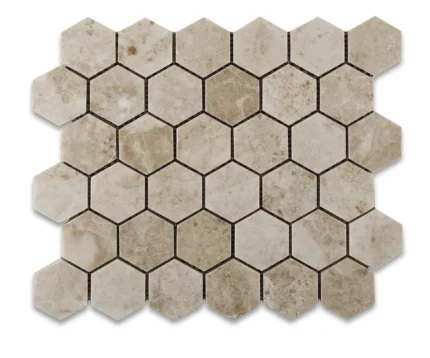 Cappuccino Marble Polished 2" Hexagon Mosaic Tile