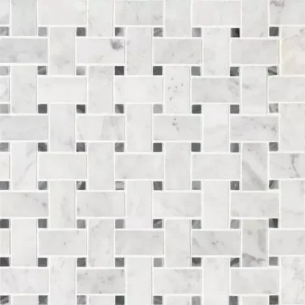 Carrara White Blanco Pattern Honed Marble Mosaic, 10 Sheets