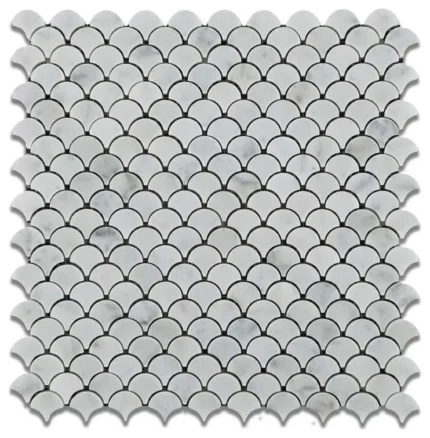 Carrara White Marble Honed Fan Mosaic Tile
