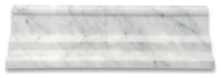 Carrara White Marble Large Cap Crown Square Edge Trim Molding Honed, 1 piece