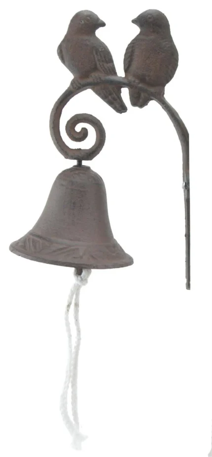Cast Iron Dinner Bell, Love Birds, Distressed Brown