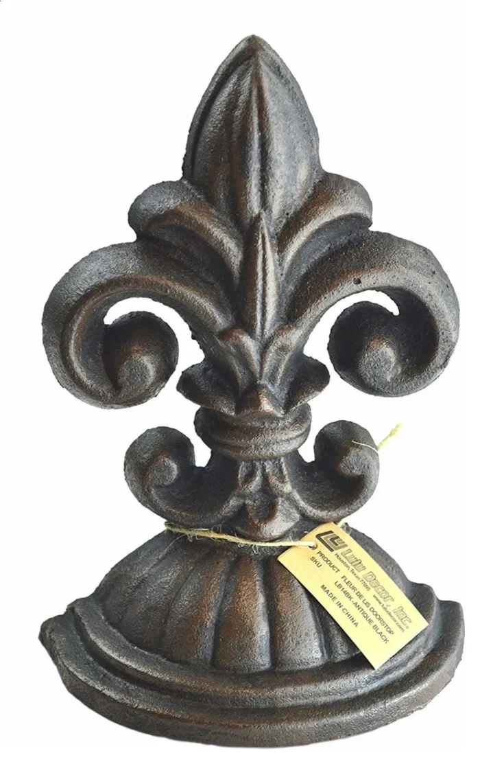 Cast Iron Fleur-De-Lis Door Stop, Antique Black, 2 lb - Image 1