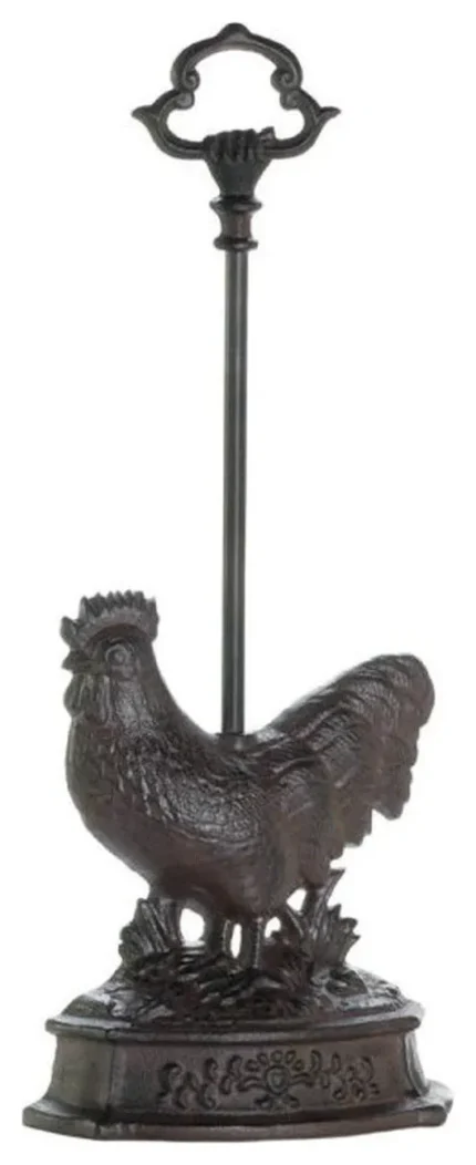 Cast Iron Rooster Door Stopper with Handle