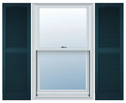 Cathedral Top Center Mullion, Open Louver Shutter, Midnight Blue, 26"x12"