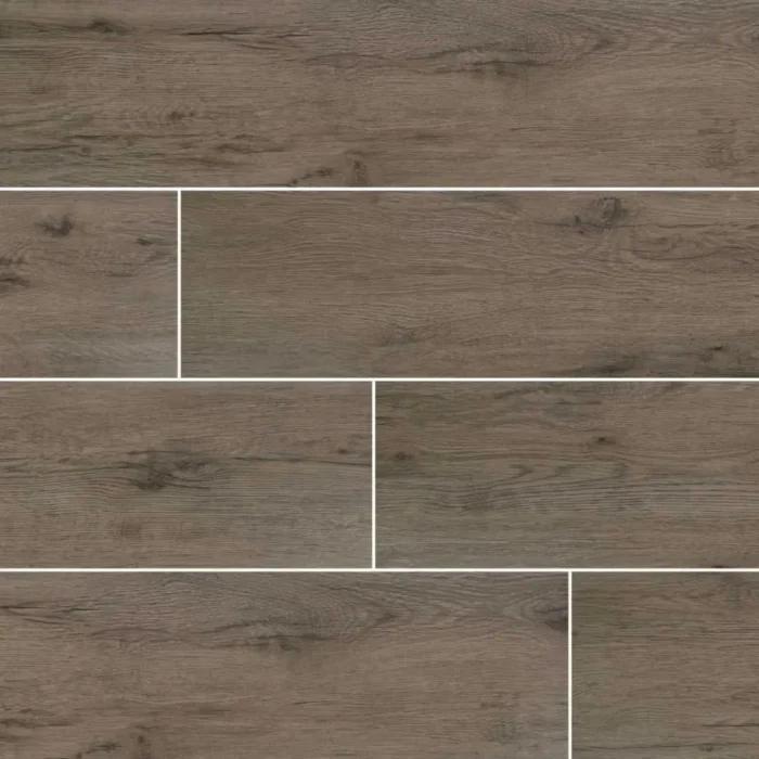 Celeste Taupe 8X40 Black Matte Wood Look Ceramic Tile, Sample - Image 1