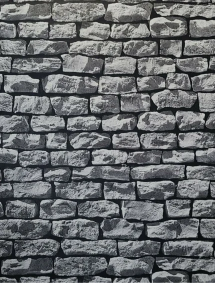 Charcoal gray black 3D Textured Brick Stone Wallpaper , 21 Inc X 33 Ft Roll