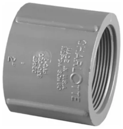 Charlotte Pipe PVC-08102-1600HA Schedule 80 Coupling, FPTxFPT, 1-1/4", Gray