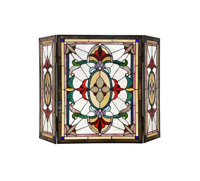 CHLOE Lighting Aylee Tiffany 3-Piece Folding Victorian Fireplace Screen - Image 1