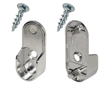 Chrome 30 mm x 15 mm Oval Closet Rod End Support with 5 mm Pins, 100