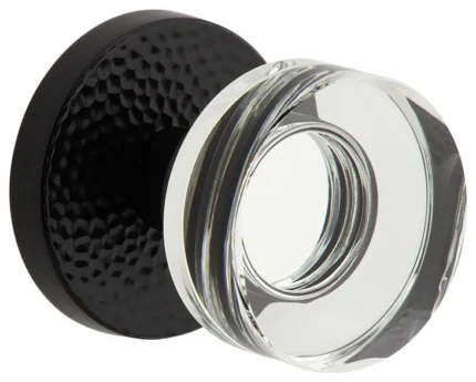 Circolo Hammered Rosette Single Dummy, Circolo Crystal Knob, Satin Black