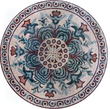 Circular Floral Mosaic, Serena, 24"x24"