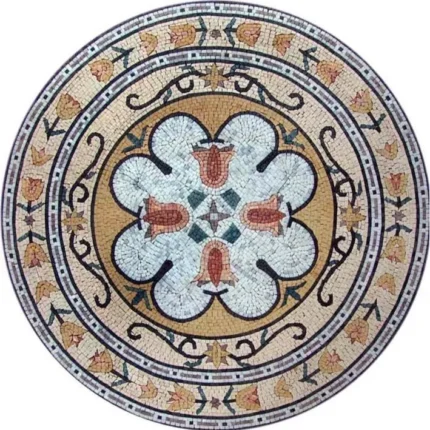 Circular Flower Mosaic, Gianna, 24"x24"