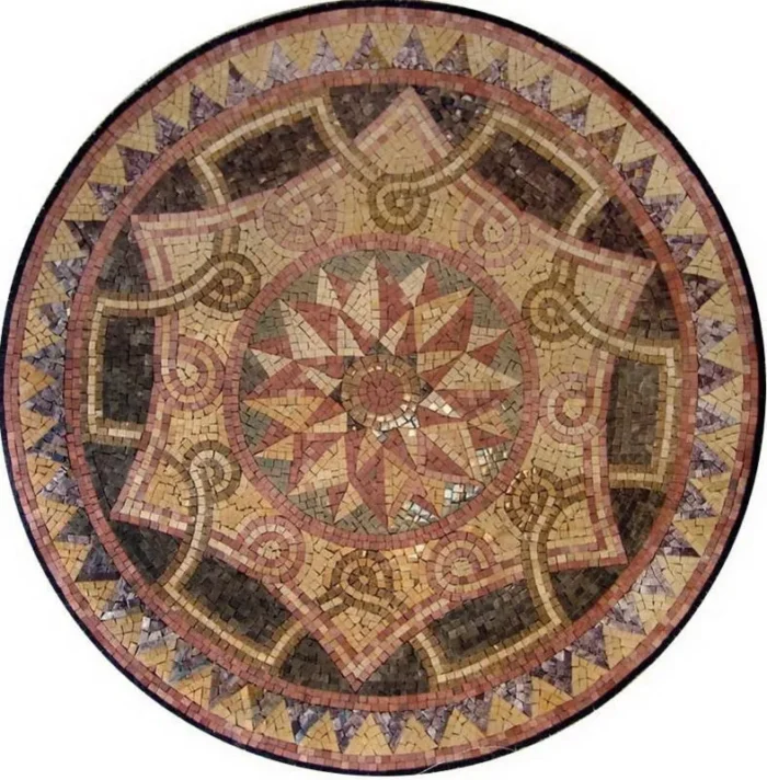 Circular Geometric Mosaic, Sabrina, 24"x24" - Image 1
