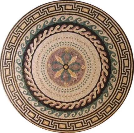 Circular Greco-Roman Mosaic, Taavi, 31"x31"