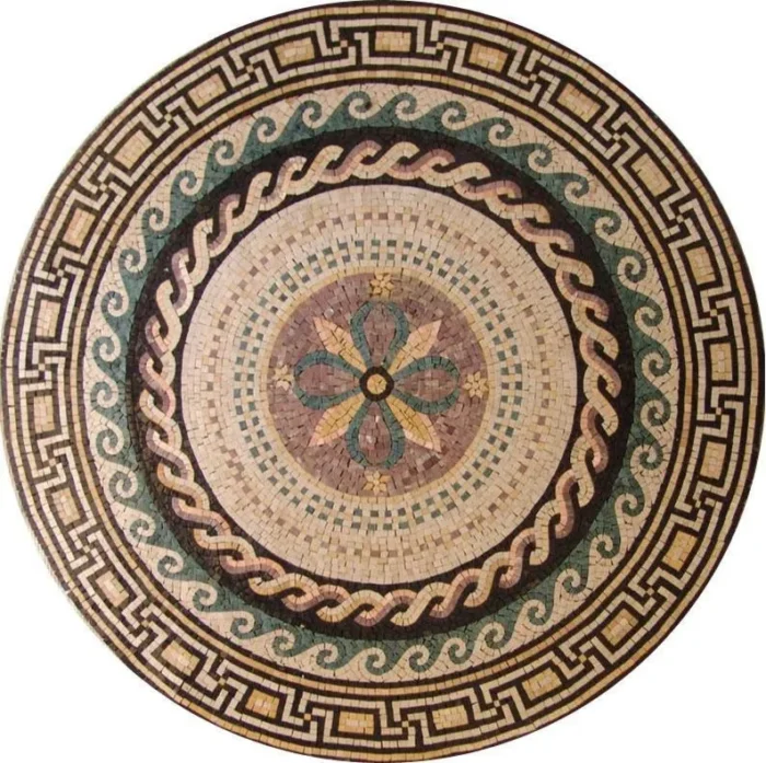 Circular Greco-Roman Mosaic, Taavi, 31"x31" - Image 1