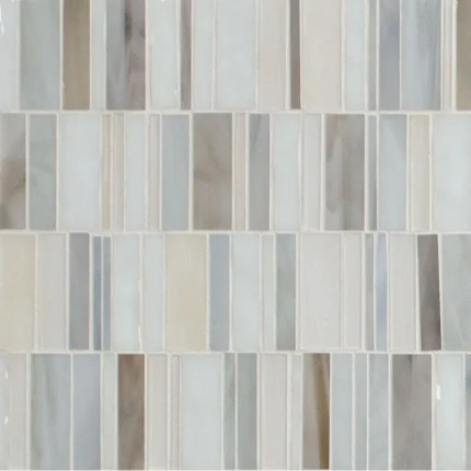 Citi Stax Greige 3mm Glossy Glass Mosaic Tile, Sample