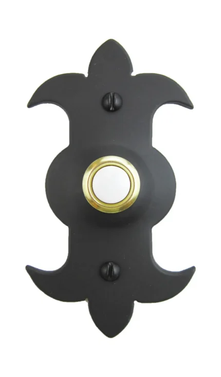 Classic Fleur De Lis Iron Doorbell Cover SD2, Black, Silver
