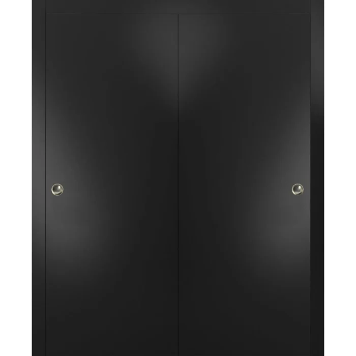 Closet Bypass Doors 60 x 80 & Hardware | Planum 0010 Black Matte | Hardware - Image 1