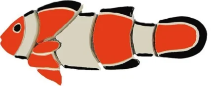 Clown Fish Ceramic Swimming Pool Mosaic 8", Left-Facing