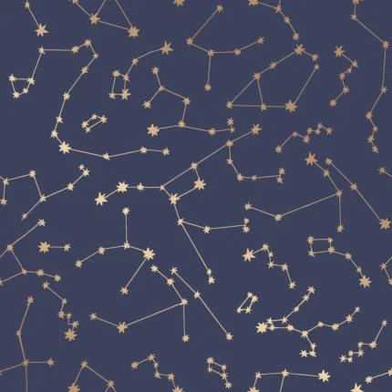 Constellations Peel and Stick Wallpaper, Navy, Sample