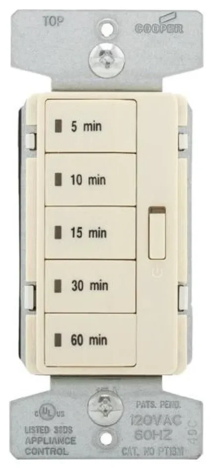 Cooper Wiring 5-Button Wall Switch Timer, Light Almond