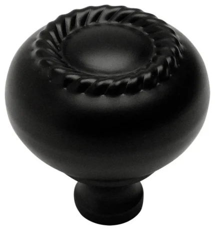 Cosmas 4040FB Flat Black Rope Cabinet Knob With Matching Backplate, 25 Pack