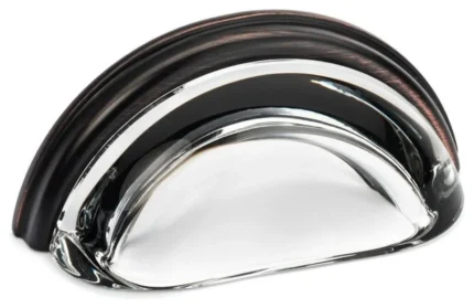 Cosmas 6585ORB-C Oil Rubbed Bronze with Clear Glass Cabinet Cup Pull