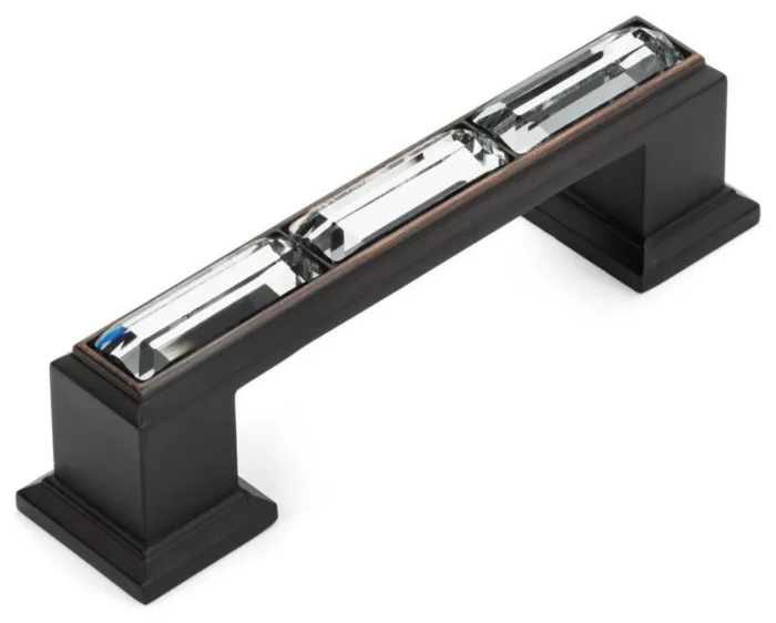 Cosmas 6598ORB-C Oil Rubbed Bronze with Clear Glass Cabinet Pull - 3" - Image 1