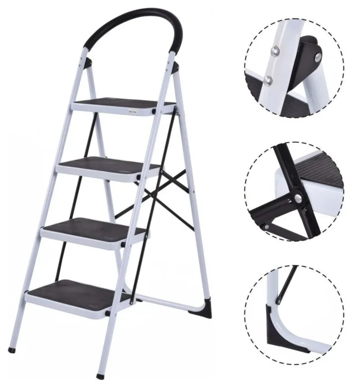 Costway 4 Step Ladder Folding Stool Heavy Duty 330Lbs Capacity Lightweight - Image 1