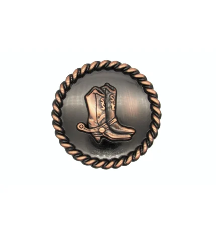Cowboy Boots With Roped Edge Round Knob, Satin Copper