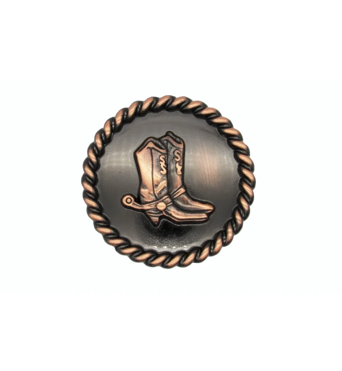 Cowboy Boots With Roped Edge Round Knob, Satin Copper - Image 1