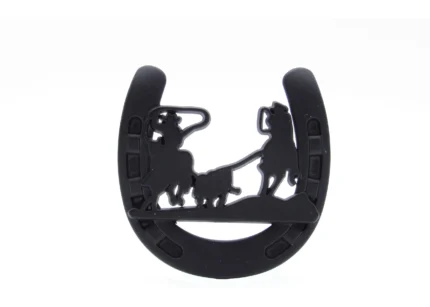 Cowboys Roping Calf Horseshoe Knob, Matte Black