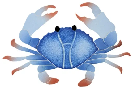 Crab Ceramic Swimming Pool Mosaic, Blue